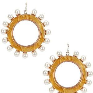 Natasha Resin Pearl Orbital Drop Earrings NWT